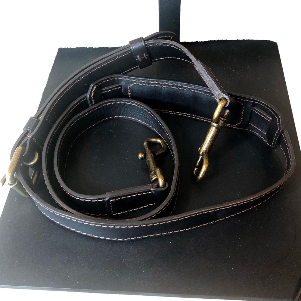 LOUIS VUITTON Black-Brown Mini Lin Leather Strap with Shoulder Pad